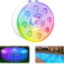 Underwater Pool Lights for Above Ground Pools and Inground Swimming Pools with Remote Timer Off, Magnet RGB Submersible LED Lights Rechargeable Spotlight 16 Colors 9-Mode for Hot Tubs, Fountain -1Pack