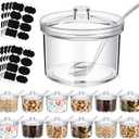 Tioncy 12 Pcs Ice Cream Bar Supplies Sugar Bowls with Lid and Spoon Acrylic Candy Dispenser Party Bar Hot Cocoa Sundae Caramel Apple Dipping Container with Tag (13.5 oz,Clear)