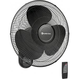 Comfort Zone 16-Inch Wall Mount Fan with Remote Control Quiet 3-Speed Oscillating Indoor Fan with 90 Wide-Angle Airflow, Timer & Sleep Modes Space-Saving Wall Fan for Bedroom, Home Gym & Office