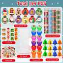 194 Pcs Christmas School Stationery Set Xmas Classrooms Exchange Stationery Party Favors Class Reward Prizes Notebooks Pencils Sharpener Erasers Stickers Stamps for Party Supplies (Snowball)