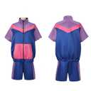 Womens 80s 90s Outfits Halloween Short Sleeve Jacket Shorts Tracksuits Retro Windbreaker Sets (Purple, X-Large) (Purple, XL)