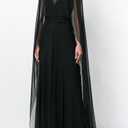 Foidiccx Women Sheer Poncho Chiffon Mesh Shawl Wrap Flowy Capelet Y2k Beach Cover Up Bridal Long Cape Shrug Wedding Party (Black) One Size