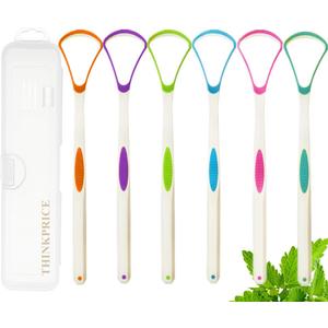 Tongue Scraper Cleaner 100% BPA Free Tongue Scrapers with Travel Handy Case for Adults & Kids, Healthy Oral Care, Easy to Use, Help Fight Bad Breath (6 PACK)
