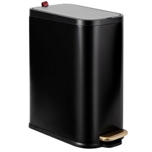 BETHEBEST Bathroom Trash Can with Lid Soft Close,Stainless Steel Step Trash Can with Removable Inner Wastebasket,Black Garbage Can for Bathroom,Bedroom,Kitchen(15 Liter/4 Gallon)