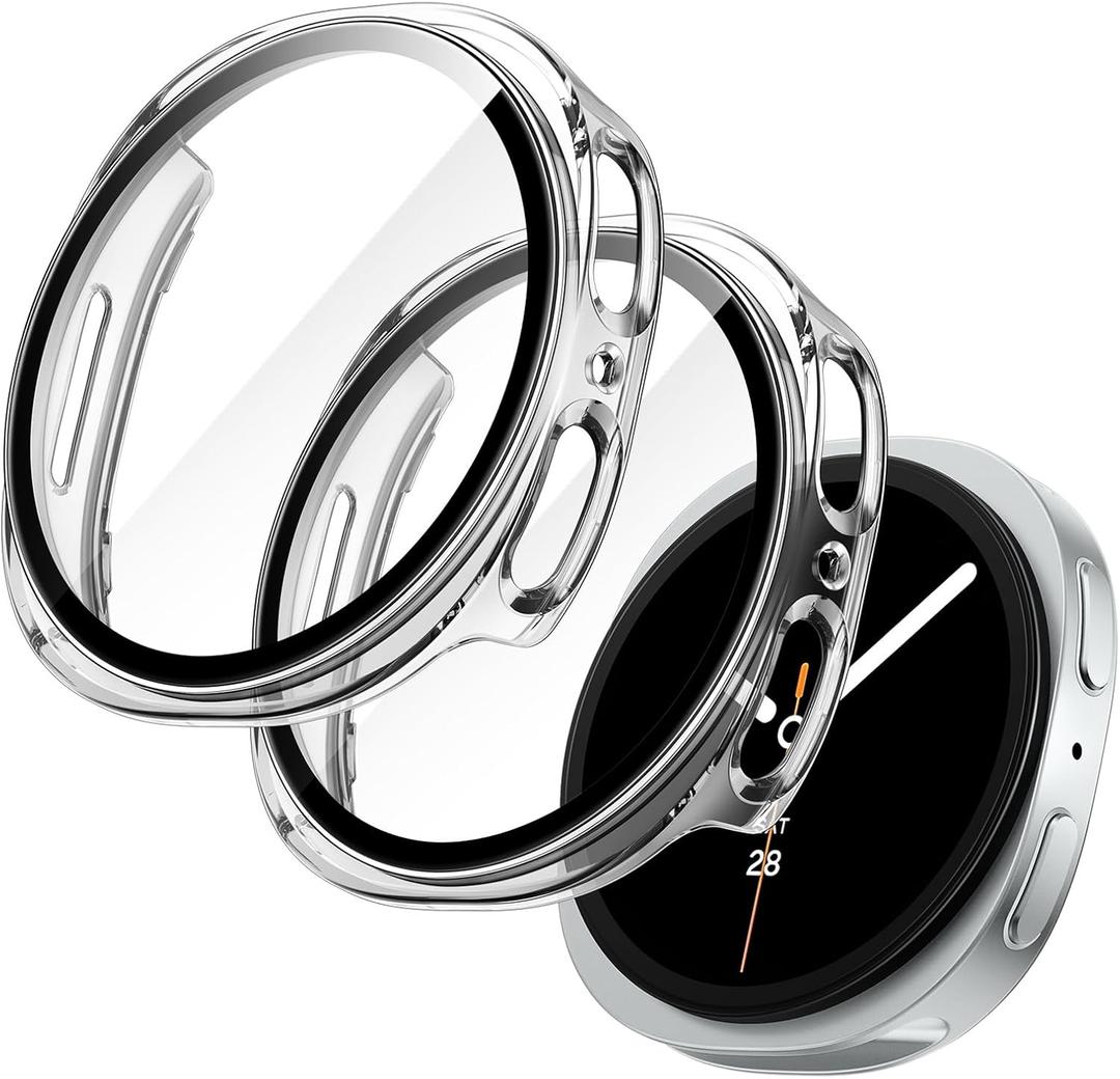 JETech Case with Screen Protector for Samsung Galaxy Watch 8 40mm, Overall Protective Cover, Built-in Tempered Glass Film High Sensitivity, 2 Pack (Clear)