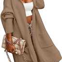 Aoysky Womens Long Cardigans Cable Knitted Open Front Oversized Hooded Outerwear Sweater Coat, Size XL