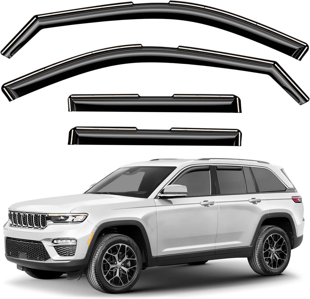 Window Deflectors Smoke Tinted in-Channel Side Window Vent Visor Deflectors Rain Guards Compatible with Grand Cherokee 2022-2026 - 4pcs. GW0936