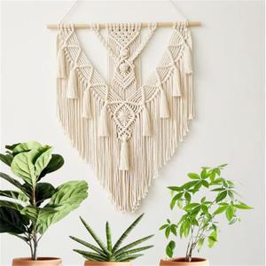 BMIDRUT Hanging Macrame Tapestry Woven Boho Wall Art Handmade Macrame Tapestry Home Wall Decor Wall Pediment 18x30 Inch (Beige)
