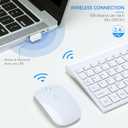 TopMate Wireless Keyboard and Mouse Ultra Slim Combo, 2.4G Silent Compact USB 2400DPI Mouse and Scissor Switch Keyboard Set with Cover, Batteries Included, for PC/Laptop/Windows/Mac - White