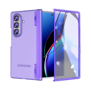 FABSPARK Case for Samsung Galaxy Z Fold 7 Built-in Screen Protector,Hinge Protection,Crystal Clear Transparent Anti-Yellow Slim Fit Acrylic Hard PC for Samsung Z Fold 7 Case,Clear Purple