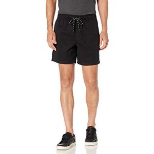 Amazon Essentials Men's 6" Inseam Drawstring Pull-On Twill Shorts, Black, Medium