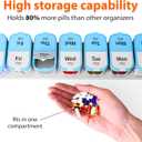 Extra Large Pill Organizer – Weekly Pill Box 7 Day AM PM for Big Vitamins & Supplements, Large Capacity Medication Dispenser with 7 Detachable Compartments, XL Pill Organizer 2 Times a Day