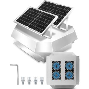 Solar Powered Roof Vent Fan with Four High-Speed Fans, Ventilation and Cooling Solar Attic Exhaust Fan, Suitable for Lofts, Shops, Garages