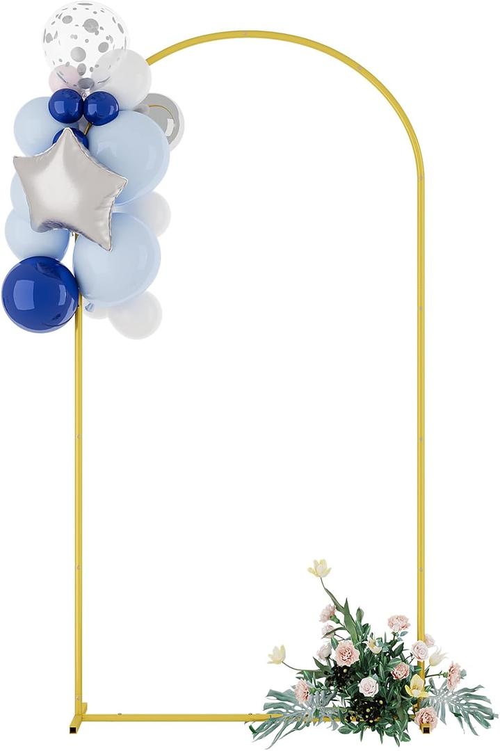 UDEAR 6.6FT Metal Arch Backdrop Stand, for Wedding Backgrounds Climbing Plants Event Decorations Outdoor Ceremonies, Gold