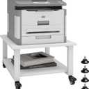Natwind 2 Tier Laser Printer Stand,19.7''x19.7''x12.6'' Large Printer Table Copier Stand Under Desk,Heavy Duty Rolling Cart with Paper Storage Shelf,Printer Holder on Wheels for Home Office (White)