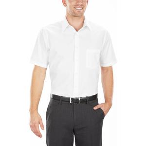 Van Heusen Men's Short Sleeve Dress Shirt Regular Fit Poplin Solid (15.5" Neck, White)