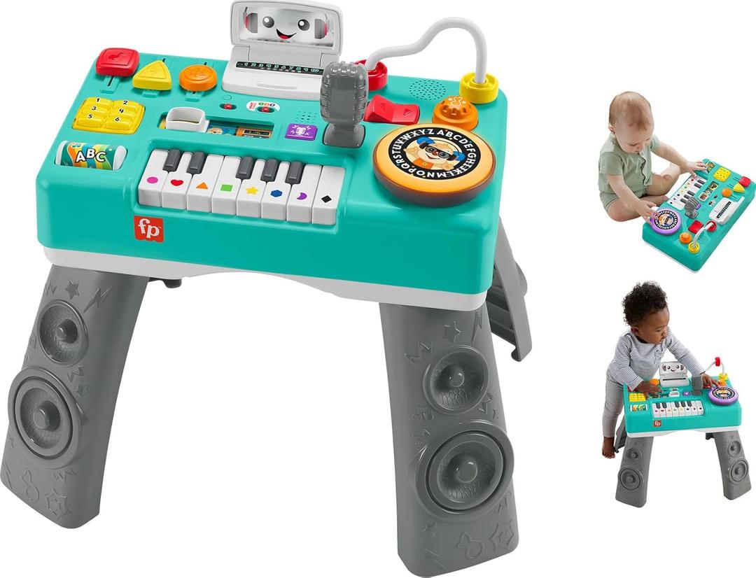 Fisher-Price Baby & Toddler Toy Laugh & Learn DJ Table with Educational Musical Activities for Developmental Play Infants Ages 6+ Months (Blue)