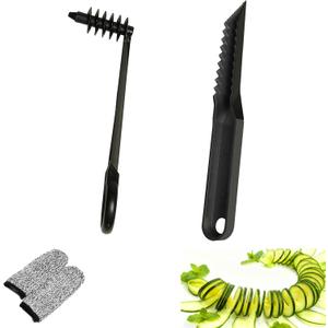 Kitchen Spiral V-Shaped Slicer Set, Handheld Vegetable Fruit Cutter for Melon, Potato, Cucumber, Carrot, 3PCS Kitchen and Dining Prep Tools