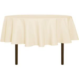 sancua Round Tablecloth - 60 Inch - Water Resistant Spill Proof Washable Polyester Table Cloth Decorative Fabric Table Cover for Dining Tables, Buffet Parties and Camping, Beige