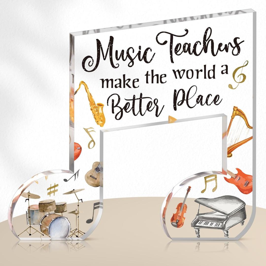 Music Teacher Appreciation Gifts for Women Men Acrylic Thank You Appreciation Gifts for Music Teacher Clear Table Keepsake Sign Paperweight Birthday Christmas School Graduation