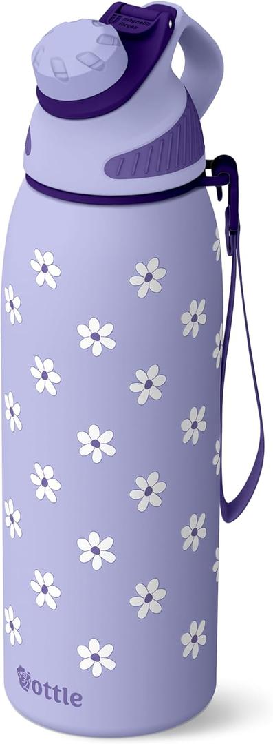 Ottle Reef Roamer Stainless Steel Water Bottle - 34 oz Insulated Flask with Leak Proof Lid, BPA free & Carry Handle - Hot & Cold Gym Water Bottle for Travel, Camping & Sports - Daisy Love