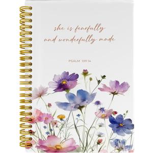 Christian Bible Journals for Women, Christian Notebook, Prayer Journal for Women, Bible Notebooks for Note Taking, She is Fearfully and Wonderfully Made Spiral Notebook 5.5x8.3 with 164 Pages