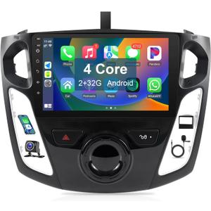 Leadfan Android Car Radio for Ford Focus 2012-2018 Stereo Upgrade with Wireless CarPlay Android Auto, 9'' HD Touchscreen with GPS Navigation Bluetooth WiFi Mirror Link Backup Camer Microphone 2+32G