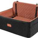 HEGGCOOE Dog Car Seat for Medium/Large Dogs, Pet Booster Seat for Under 55 lbs or 2 Small Dogs, Detachable & Washable Dog Car Bed for Backseat with 2 Safety Leashes(Black/Brown)