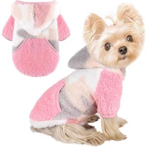 Dog Sweater Dog Winter Clothes for Small Dogs Boy Girl Pet Hoodies Puppy Cold Weather Coats Fall Doggie Sweatshirt for Chihuahua Yorkie Cat Sweater Costumes, Camo Pink, Small