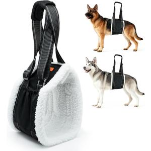 LumoLeaf Dog Lift Harness Sling for Back Legs, Adjustable Rear Leg Support & Mobility Aid, Hip Support for Senior/Disabled Dogs, Soft Fleece Lining, Padded Handles, for CCL/ACL Surgery (Black, Large)