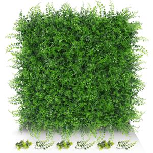 20"x20" 12pcs Grass Wall Panels, Artificial Fern Grass Backdrop with UV Protection, Fake Greenery Plant Boxwood Panels, Green Wall Decor for Outdoor Indoor Patio Garden Backyard