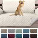 H.VERSAILTEX Sofa Protector for Dogs/Cats/Pets Sofa Covers Slipcover Quilted Couch Coveres Loveseat Covers with Non Slip Elastic Strap Water Resistant Seat Width: 46" (Loveseat, Ivory/Beige)