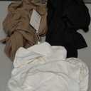 3 Pack Women's Square Neck Long Sleeve Tops, Double Lined Slim Fit Shirts Basic Trendy Going Out T Shirts, Earth Brown, White, Black, Small