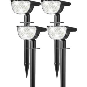 Solar Lights Outdoor Waterproof IP65, 76 LED 3 Lighting Modes Solar Spot Lights Outdoor Yard Garden Landscape Pathway (Cool White, 4 Pack)