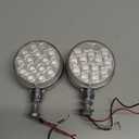 2x Round Double Face Fender Turn Signal Amber/Red Lights 48 LEDs Single Stud Led Stop Marker Running Lights Pedestal Compatible with Peterbilt/Freightliner IP67 clear lens