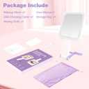 Portable Travel Makeup Mirror with Lights, Double Sided 1X/10X Magnifying Mirror, 3 Color Adjustable Lighting Touch Screen, Rechargeable Lighted Beauty Mirror, Tabletop Handhold Hanging (Purple)