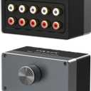 Cubilux AS-R4 4-Channel RCA Audio Selector, Bidirectional 4-Way Stereo RCA Aux Switcher, 1-Input to 4-Output / 4-Input to 1-Output