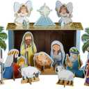 Autom Chipboard 23 Piece Christmas Tabletop Manger Nativity Set