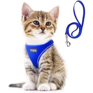 Fida Cat Harness and Leash Set for Walking Kitten and Puppy, Escape Proof Kitten Harness with Breathable Lightweight Soft Mesh, Adjustable Reflective Step-in Design for Kitten and Puppy.(S, Blue)