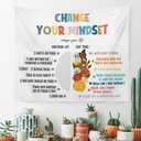 MNOSAIOO Mental Health Colorful Wall Tapestry Hanging for Classroom Kids, Change Your Mindset Tapestry, Inspirational Floral Tapestries Wall Decor for Bedroom Therapy Office School Counselor 60x50 in
