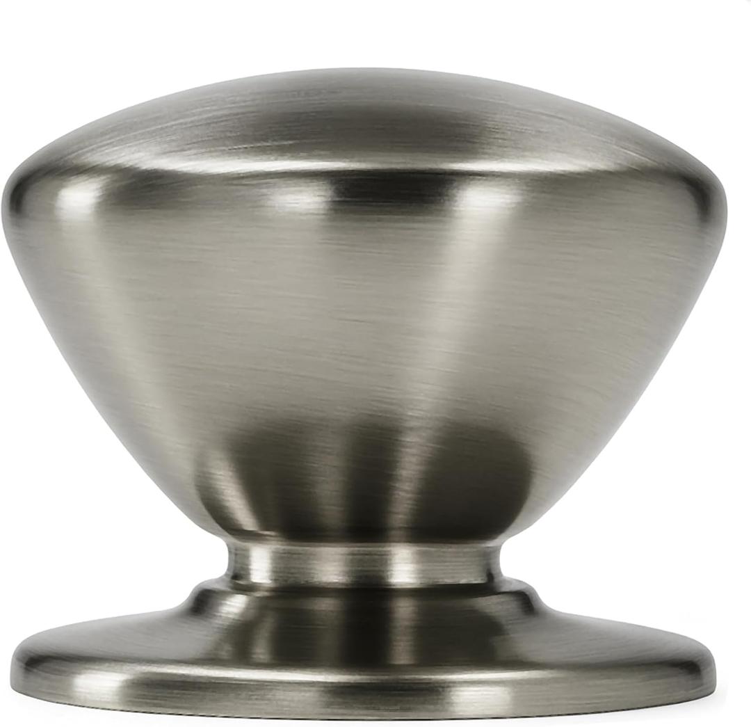 trust4care 2-Pack Extra Large Brushed Satin Nickel Bi-fold Closet Dummy Door Knobs with Wide Base, Brass Wardrobe Dresser Kitchen Cabinet Pantry Doorknobs, 1-3/5“ Bathroom Drawer Pulls Handles
