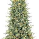 5 FT Prelit Artificial Skinny Christmas Tree,Blue Spruce Slim Pencil Xmas Tree with 926 PE&PVC Mixed Branch Tips and 250 UL Listed Clear Lights,Hinged Pine Tree with Metal Stand for Home Office Décor