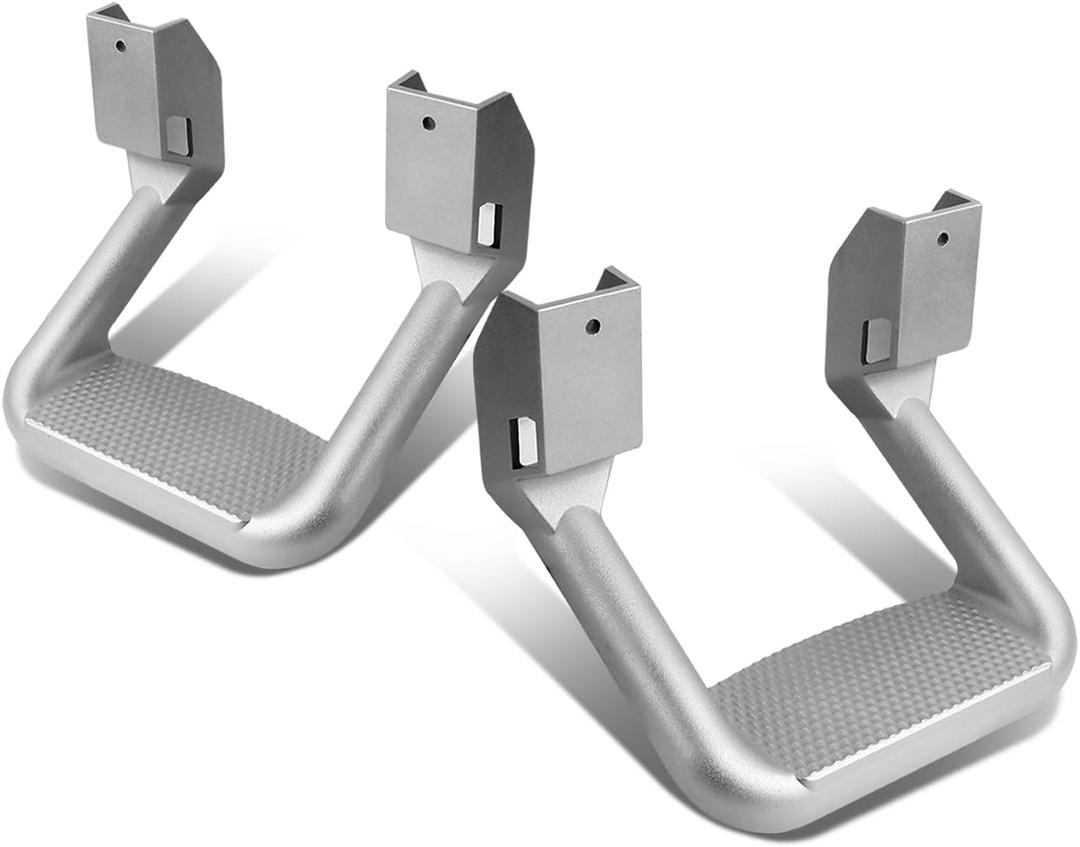 Auto Dynasty 1 Inches Universal Side Step with Mounting Brackets for Pickups & Trucks, Aluminum, Silver Powder Coated, Set Of 2