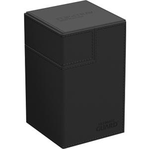 Ultimate Guard Flip'n'Tray 100+, Deck Case for 100 Double-Sleeved TCG Cards + Dice Tray, Black, Independent Magnetic Closure & Microfiber Inner Lining