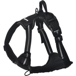 No-Pull Dog Harness, Adjustable Soft Padded Vest with Reflective Stripes, Medium, Black