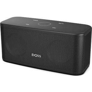 DOSS SoundBox Plus Bluetooth Speaker with Superior Sound, Bluetooth 5.0, Wireless Stereo Pairing, Built-in Mic, 20H Playtime, Portable for Hking, Beach, Camping. Outdoor, Home - Black