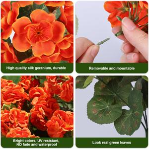 Fake Geraniums Artificial Flowers for Outdoors Winter Decoration, 6 Bundles Silk Geraniums UV Resistant Look Real Yellow Faux Flowers Plants for Front Door Garden Planter Patio Balcony Yard Home