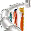 Brushed Nickel Curved Shower Curtain Rod 33-78 Inches Adjustable Splicing Design Shower Rods Curved Round Bowed Rust proof, Need To Drill Shower Curtain Rod for Bathroom, Bathtub, Stall