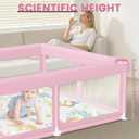 Hiaksedt Large Baby Playpen with Mat 50"x50" Baby Girl Play Pen for Babies and Toddlers, Safe Structure and Soft, Skin-Friendly Fabric with Zipper Gates Pink