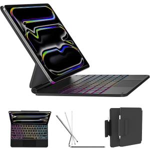 AUSDOM iPad Pro 13-inch Case 2024 with Keyboard (M4), Wireless Magnetic Floating Backlit Rechargeable Keyboard Case with Multi-Touch Trackpad and Pencil Holder for iPad Pro 13-inch (M4, 2024), Black